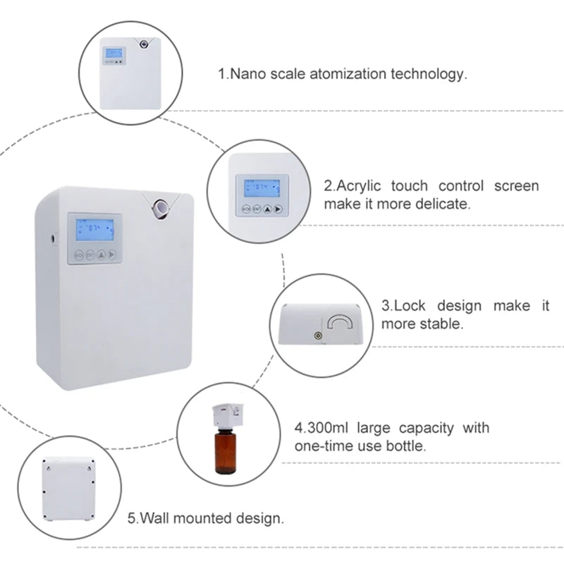 Diffuseur d'arôme sans eau 300ml, contrôle WIFI, diffuseur d'huile essentielle, fonction minuterie, dispositif de parfum aromatique pour maison et hôtel