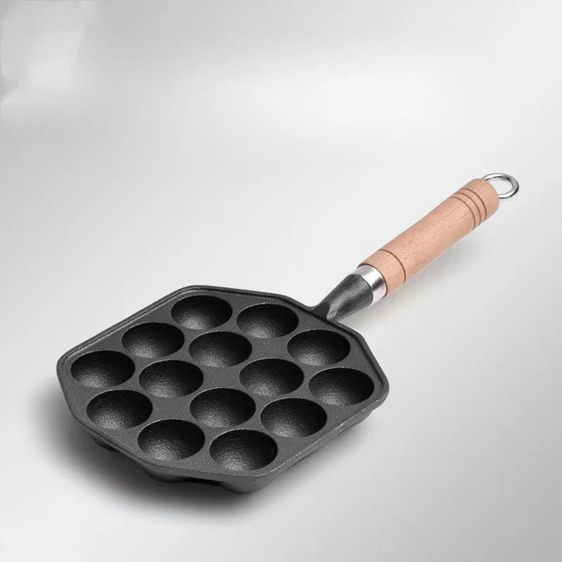 Cuisson Takoyaki Pan 14 trous cadeau crêpe Silicone brosse avec fourchettes maison cuisine professionnelle Induction en fonte cuisinière à gaz