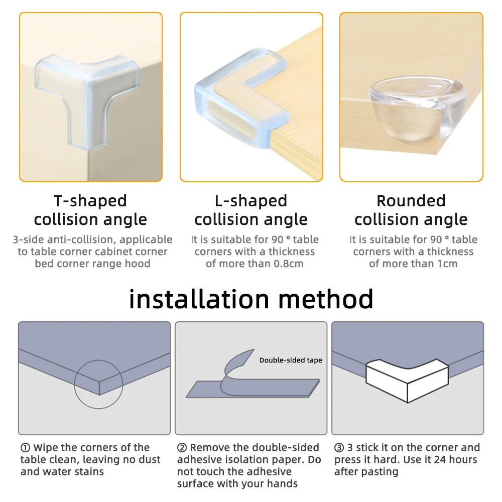 Protector de silicona para esquinas de seguridad para bebés, protectores de protección para bordes de esquinas, suaves y transparentes, anticolisión, 10 Uds.