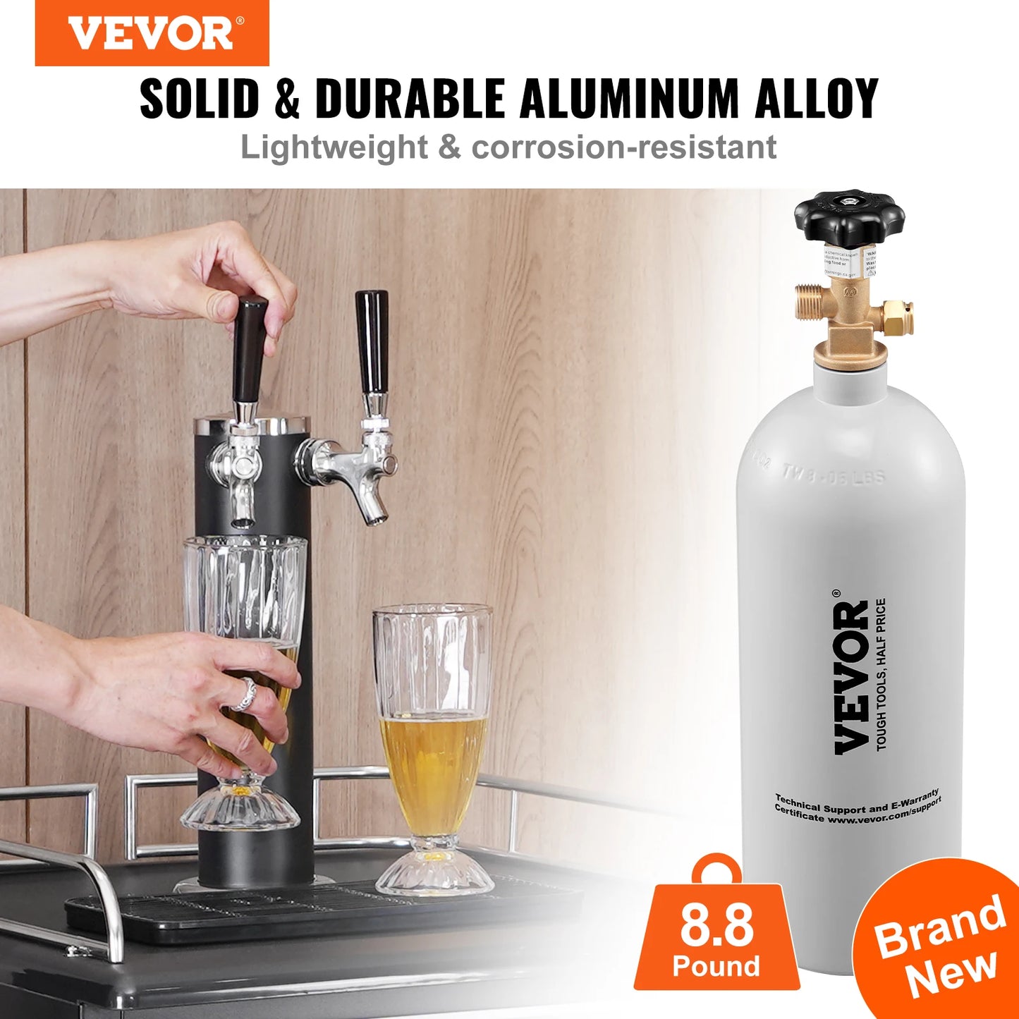 VEVOR – réservoir de CO2 de 5 lb, cylindre de gaz en aluminium, tout nouveau cylindre de CO2 avec revêtement par pulvérisation gris, réservoir de CO2 avec Valve CGA320