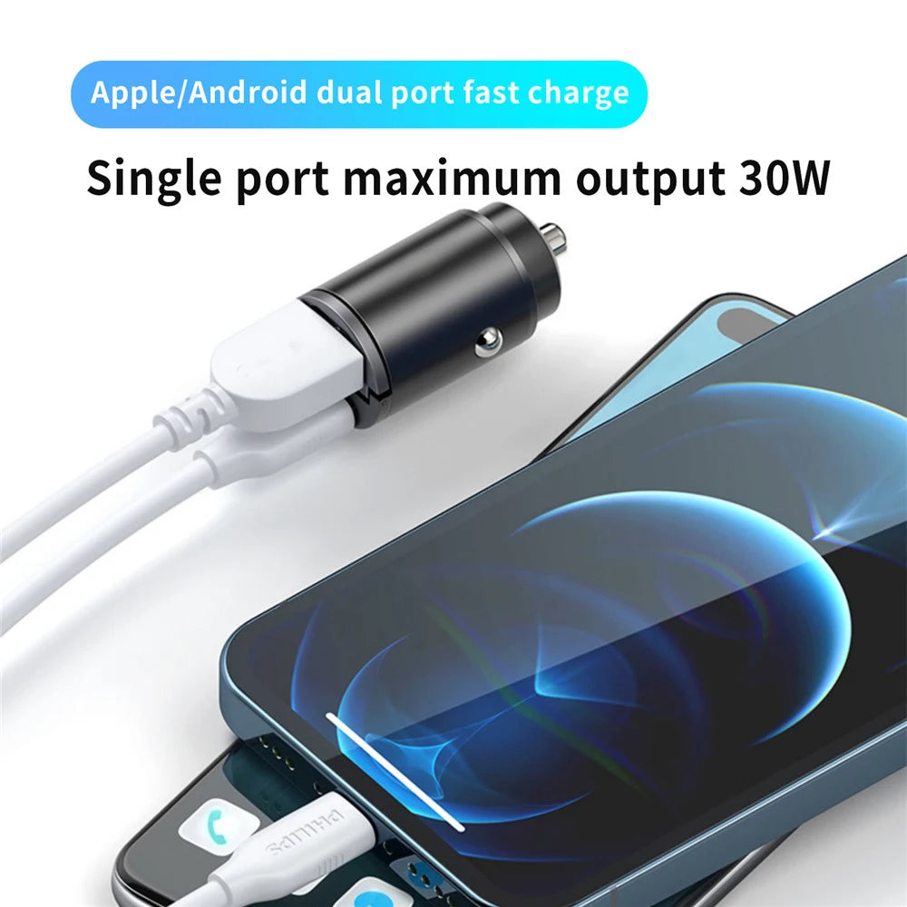 Mini chargeur de voiture 100W/200W QC3.0 PD, briquet 12-24V, charge rapide, USB Type C, pour Xiaomi Samsung Huawei iPhone Power