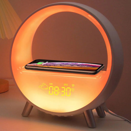 Lumière de réveil LED intelligente, simulation de coucher de soleil, réveil électronique, haut-parleur Bluetooth, veilleuse d'ambiance de chevet, décoration de la maison