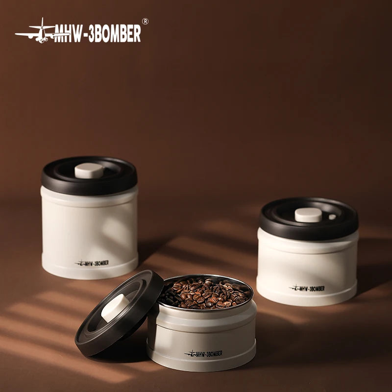 MHW-3BOMBER Manual Vacuum Airtight Canister Chic Coffee Bean Tea Storage Container Professional Home Kitchen Barista Accessories