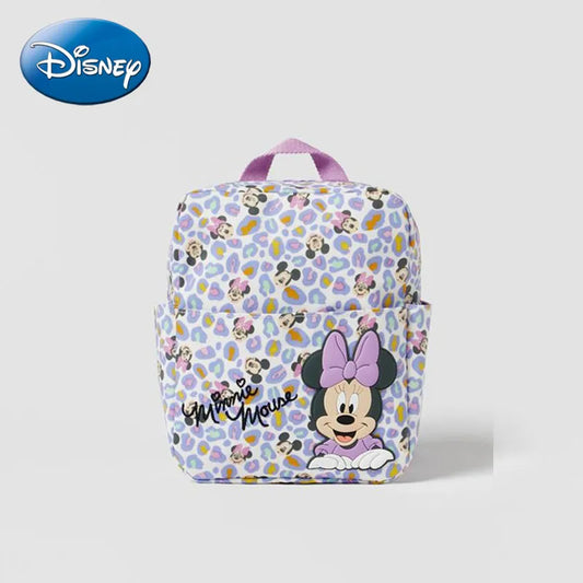 Disney Cute Mickey and Minnie Children's Backpack Girls Cartoon Print Large Capacity Book Storage Kindergarten Baby School Bag