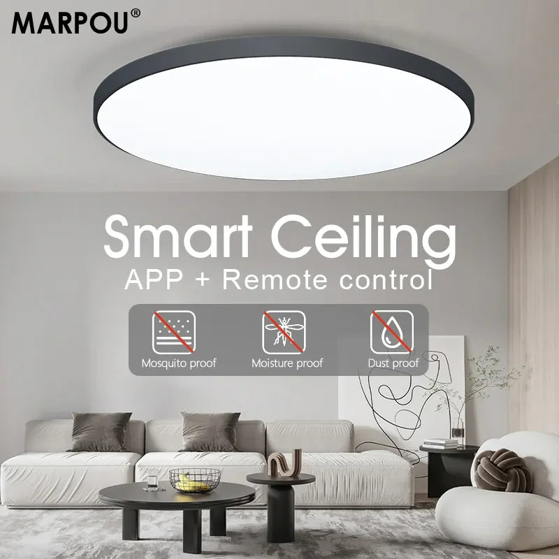 MARPOU Plafonnier Led 36W 50W Plafonniers Modernes Intelligents avec Télécommande Dimmable 220V pour Salon Salle de Bain Cuisine