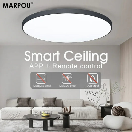 MARPOU Led Ceiling Lamp 36W 50W Smart Modern Ceiling Lamps with Remote Control Dimmable 220V for Living room Bathroom Kitchen