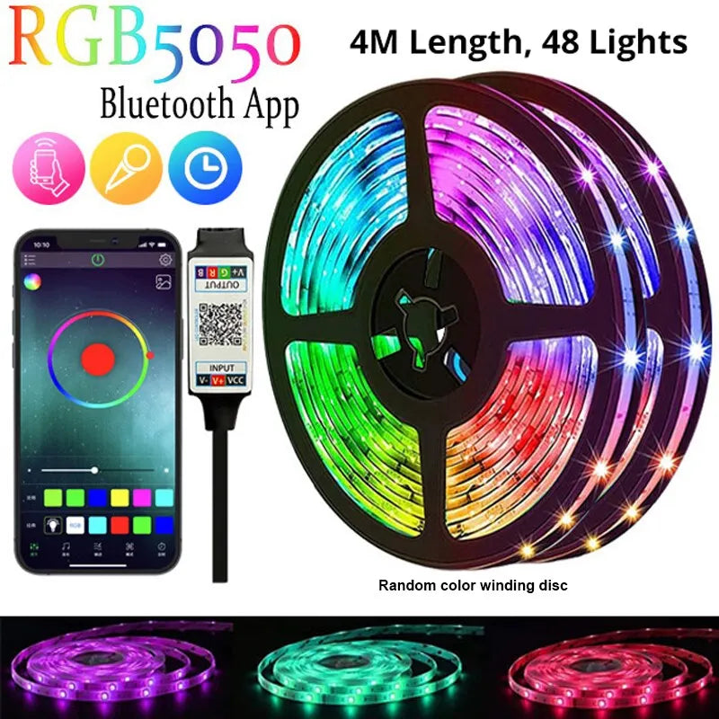 Bandes lumineuses d'ambiance de fond, couleur 5050rgb, Bluetooth, 5v, ensemble de lumières, TV, chevet, barre, lumière d'ambiance