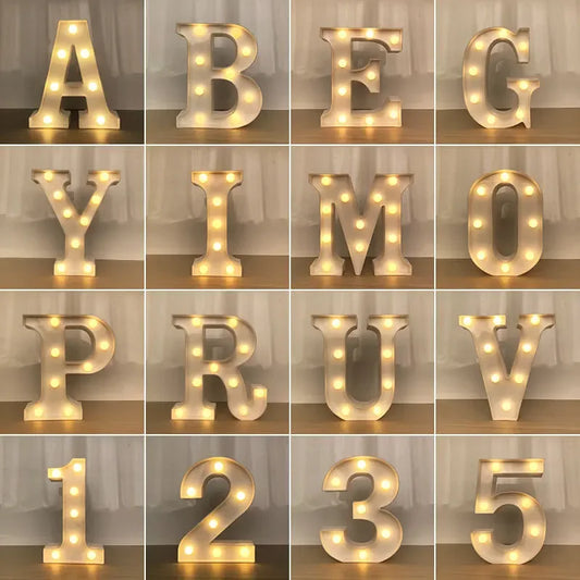 Nombre decorativo de boda, letras del alfabeto, luces LED, lámpara luminosa con números, luz nocturna, fiesta, dormitorio de bebé, decoración del hogar