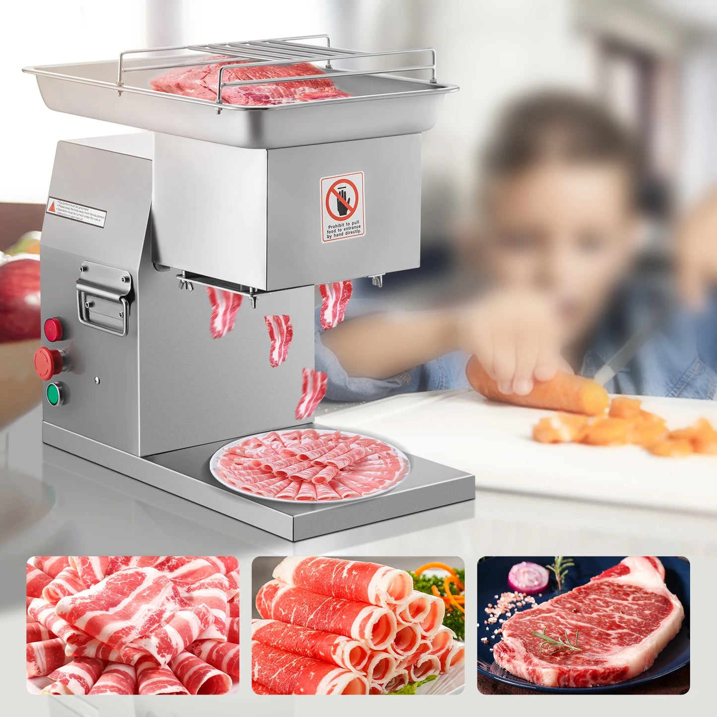 VEVOR-cortadora de carne eléctrica de 250 Kg/H, cortador de carne con cuchillas de acero inoxidable de 3mm, máquina trituradora, electrodoméstico de cocina automático, comercial