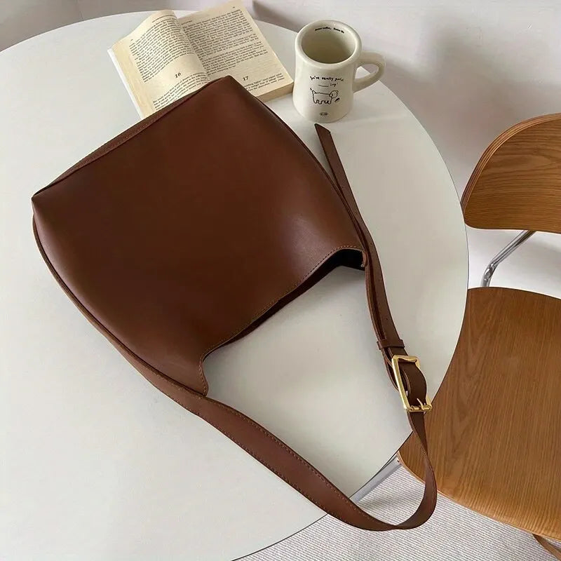 Bolso de hombro para mujer que combina con todo, bolso de moda sólido, bolso cruzado, bolso minimalista de cuero PU para mujer para el trabajo