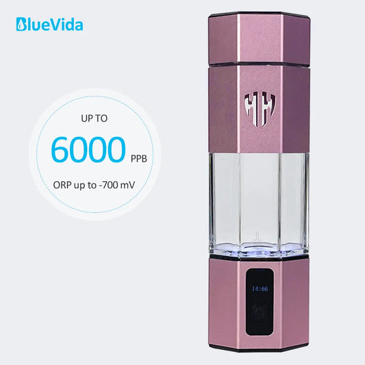 Max 6000 PPB La actualización de séptima generación Bluevida SPE y PEM botella generadora de agua con alto contenido de hidrógeno con kit de inhalación y adaptador