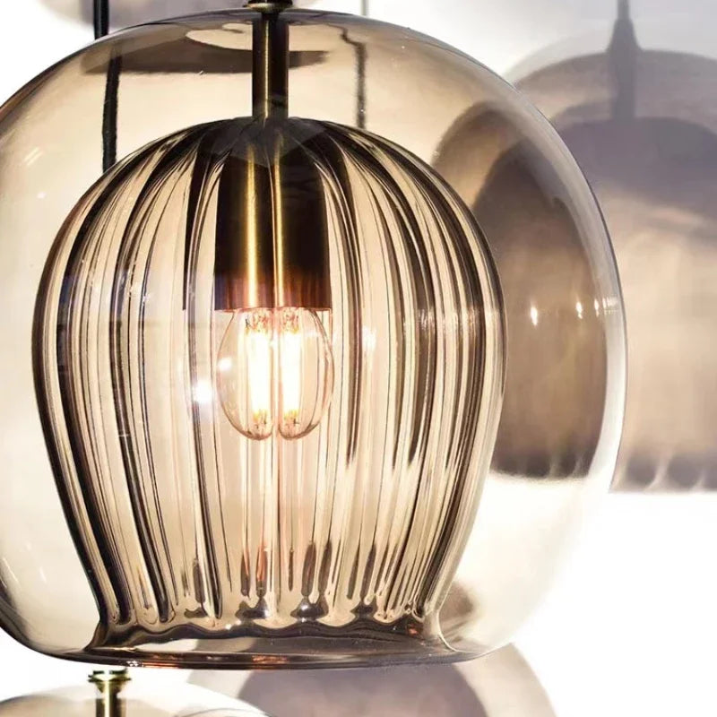 Lampe suspendue en verre au design nordique moderne, luminaire décoratif d'intérieur, idéal pour un Restaurant, une chambre à coucher, une salle à manger, une cuisine, un comptoir d'îlot, un Bar ou une maison