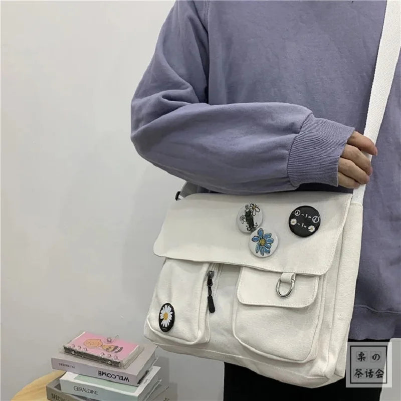 Xierya, bandolera de lona para mujer, bolso de hombro a la moda para mujer joven, bolso cruzado de gran capacidad para estudiante, paquete para mujer