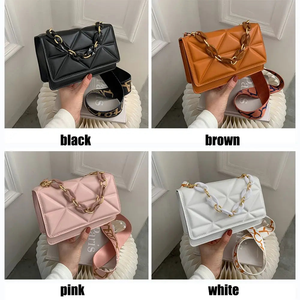 Fashion Women Shoulder Bag Handbags PU Leather Flap Bag Female Large Capacity Metal Chain Casual Crossobdy Clutch