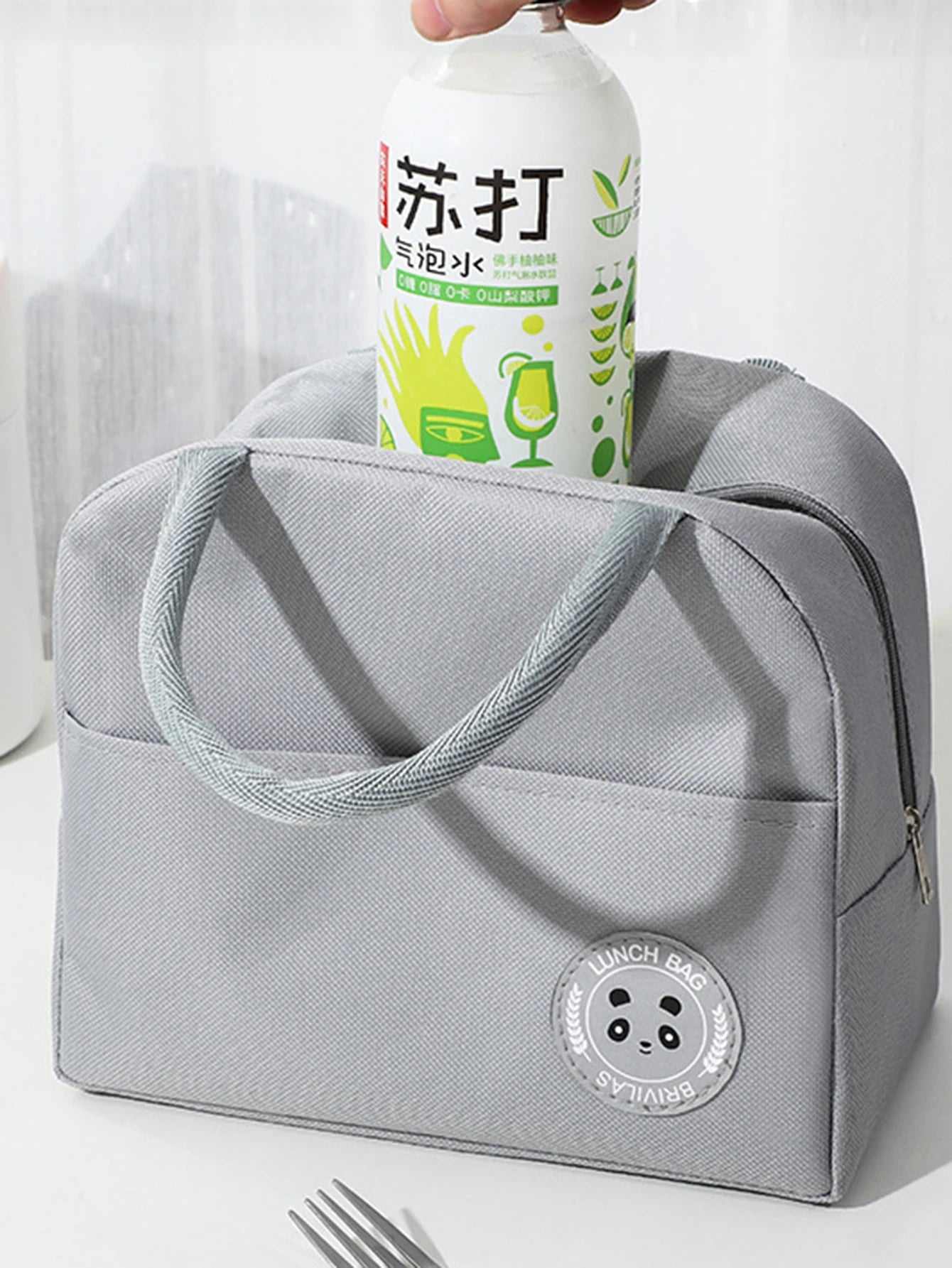 Bolsa Bento con etiqueta de oso, tela Oxford 600D, aislamiento de papel de aluminio grueso, impermeable, duradera, fiambrera ligera