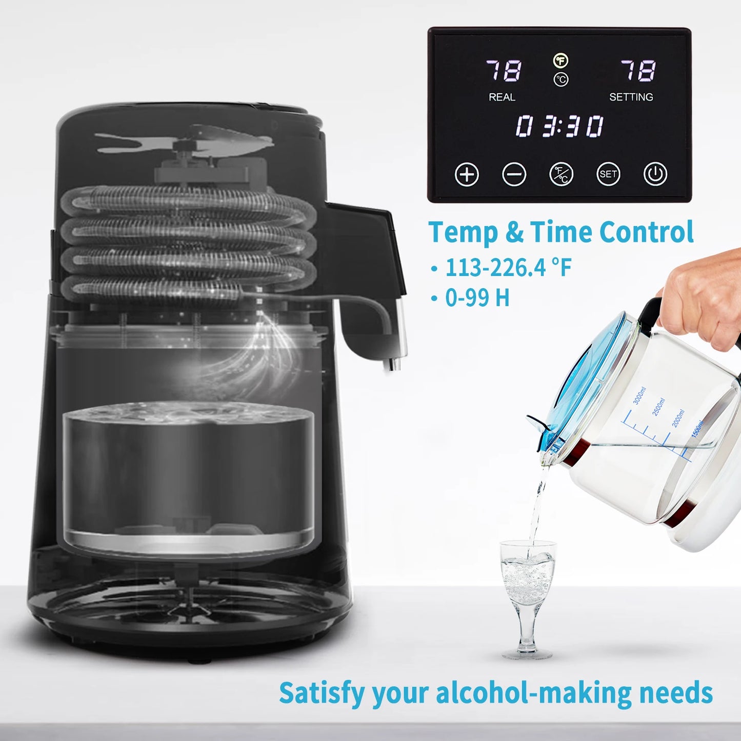 VEVOR 4L Water Distiller Purifier Filter Dispenser Drinking Bottle Softener Dual Temp Display Overheat Protection Home Appliance