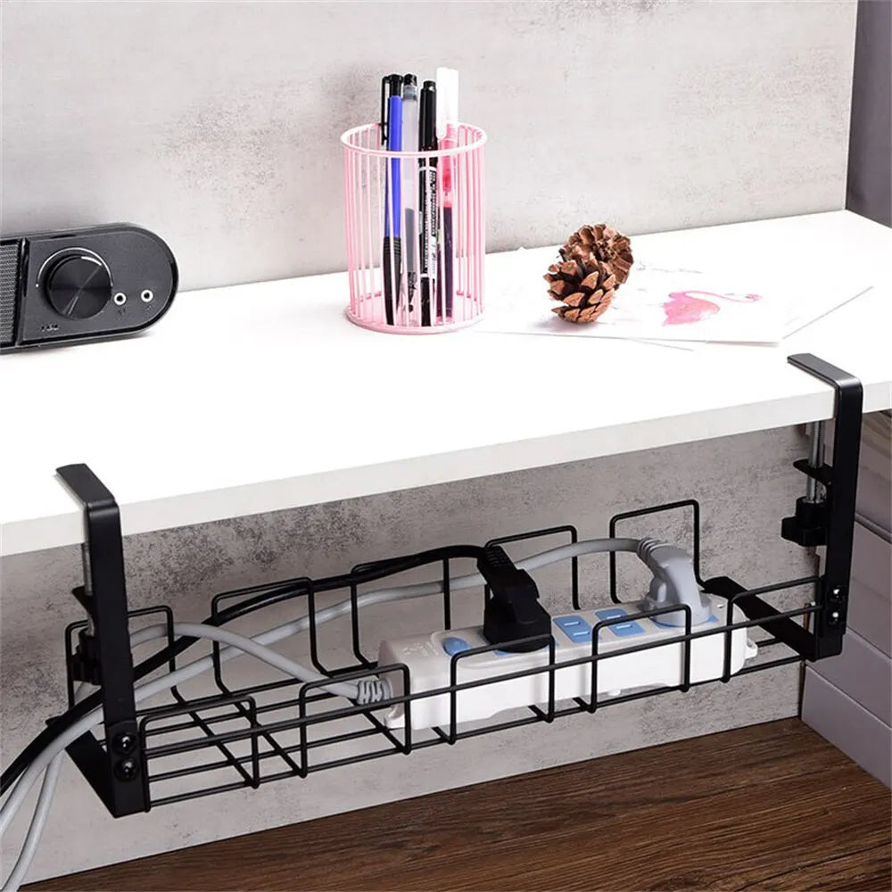 Support de rangement sous Table, plateau de gestion de câbles en métal, organisateur de fils de bureau à domicile, accessoires de rangement de cuisine sans poinçonnage