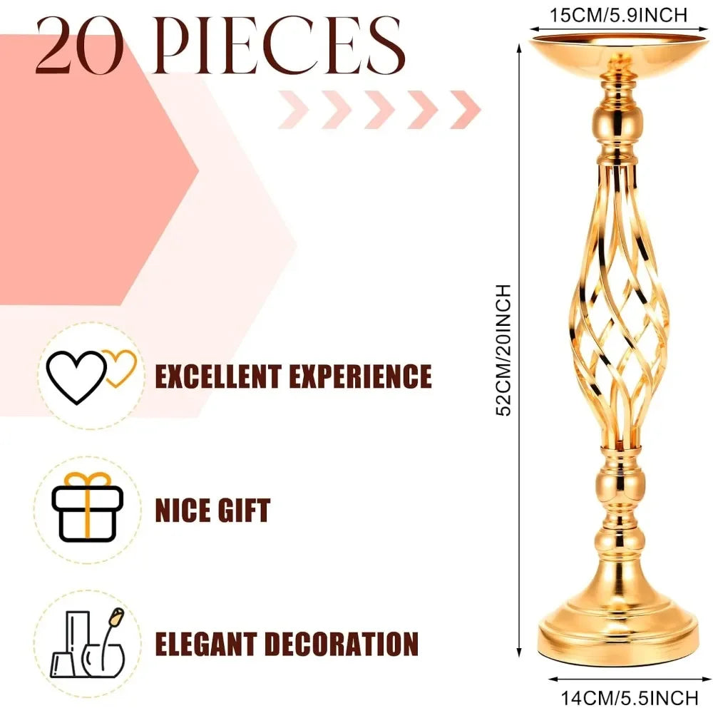 20 Pcs Metal Flower Arrangement Stand Wedding Flower Centerpieces Stand 20 Inch Tall Elegant Metal Flower Vase Flowerpots Vases