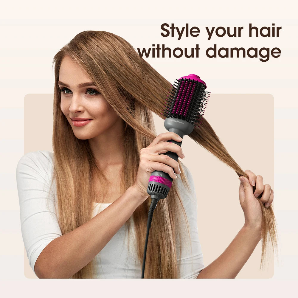 Kinseibeauty Electric Hair Straightener Brush Hot air Brush Hair Curler High Speed Hair Dryer