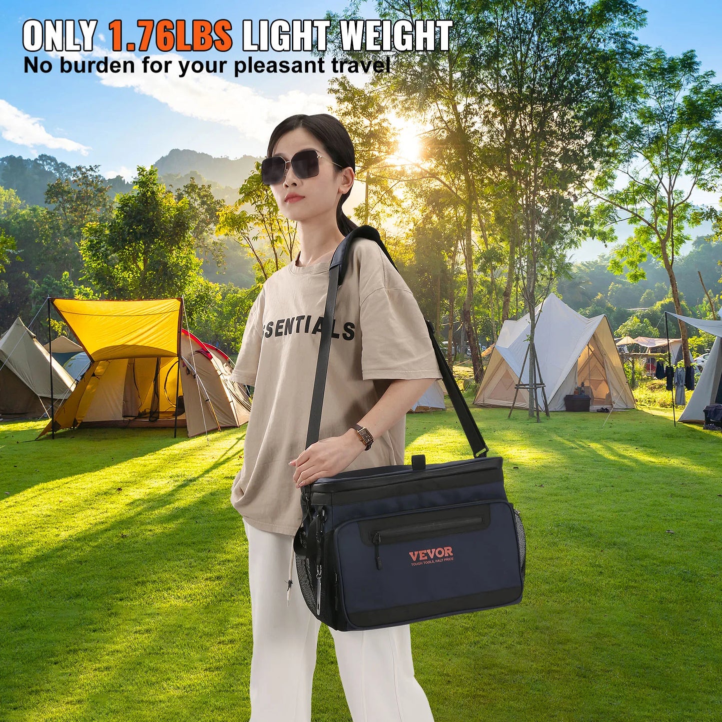 VEVOR 20/30 Cans Cooler Bag Leakproof Waterproof Insulated Thermal Hardbody with Strap Soft Refrigerator Bag for Outdoor Picnic