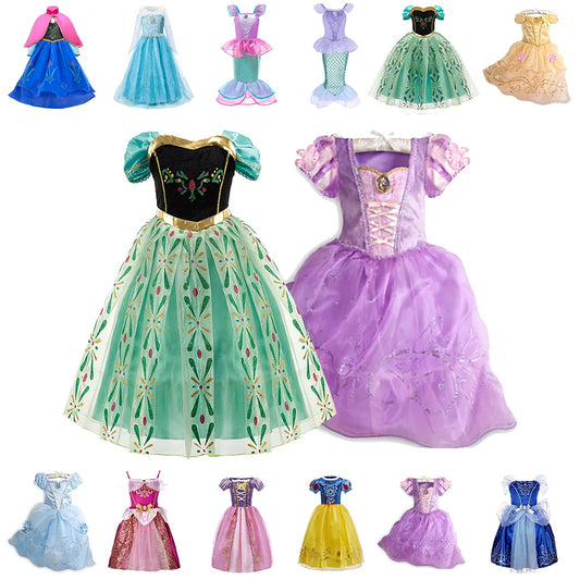 Vestido de princesa para niñas, Cenicienta, Blancanieves, Aurora, Sofía, Rapunzel, Cenicienta, disfraz de Halloween, vestido de fiesta de cumpleaños para niños