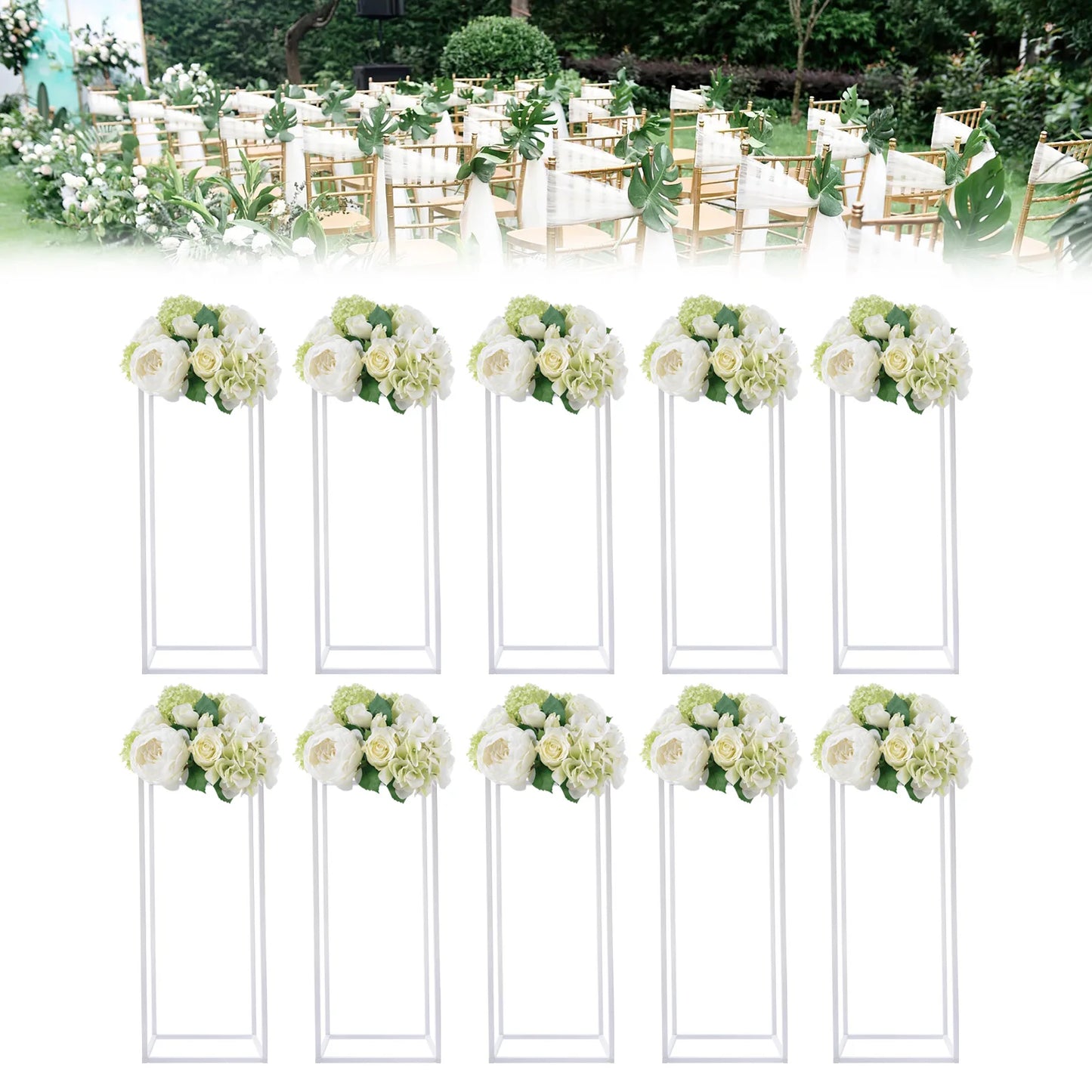 Supports géométriques en métal pour fleurs, 10 pièces, supports de sol pour centres de table de mariage, support rectangulaire en métal de 60cm, décor de fête de mariage