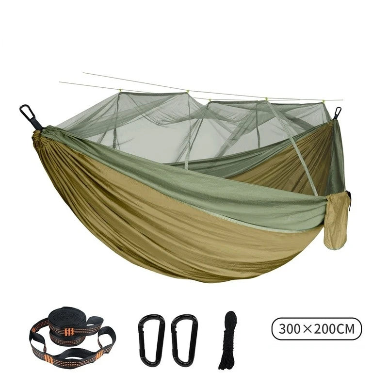 Hamaca con mosquitera doble de 300x200CM de talla grande para exteriores, hamaca antimosquitos, paraguas de tela de nailon antivuelco para acampar