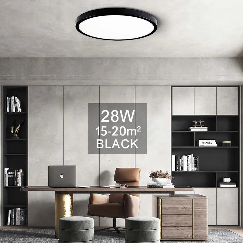 Luz de techo inteligente LED de 0,9 pulgadas, Control remoto/aplicación de atenuación, decorativa para interiores, 24W28W38W AC 220V110V, dormitorio, sala de estar y cocina