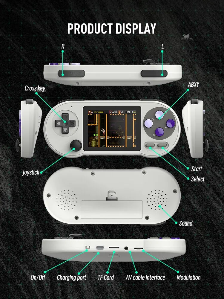 DATA FROG SF2000 Console de jeu Portable 3 pouces IPS Consoles de jeux rétro 6000 jeux intégrés jeux vidéo rétro pour les enfants