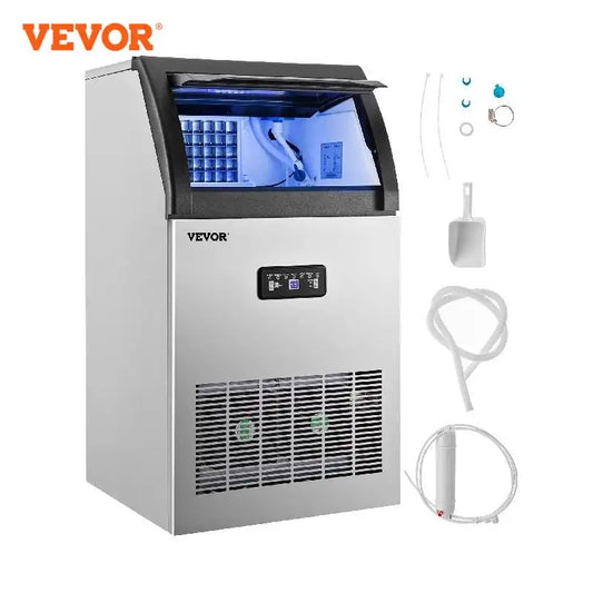 VEVOR Commercial Cube Ice Maker 55/70/90/120 KG/24H Freestanding Automatic Liquid Freezer Ice Generator Machine Home Appliance