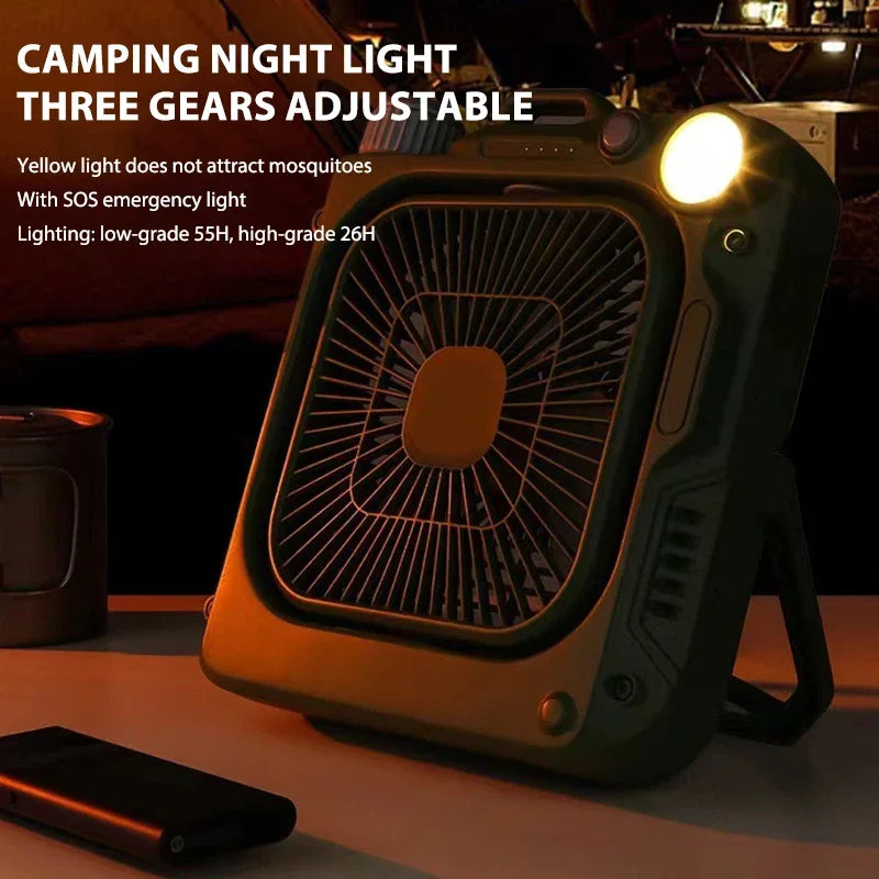 Ventilateur électrique de plafond sans fil, multifonctionnel, Portable, Rechargeable, pour Camping en plein air, éclairage LED, 10000mAh