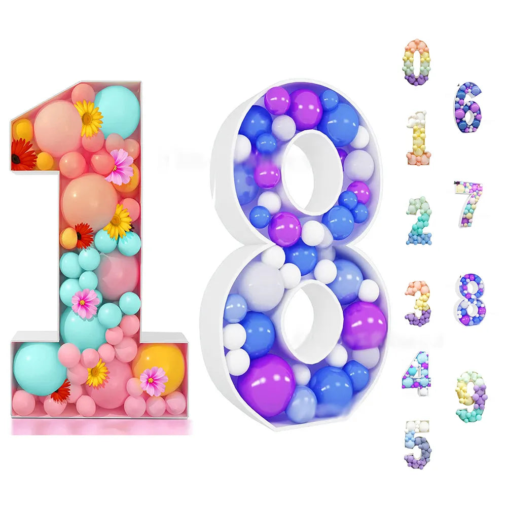 93 Giant Birthday Figure 0-9 Balloon Filling Box 18th Birthday Decor Number 30 40 50 Balloon Frame Anniversary Decoration