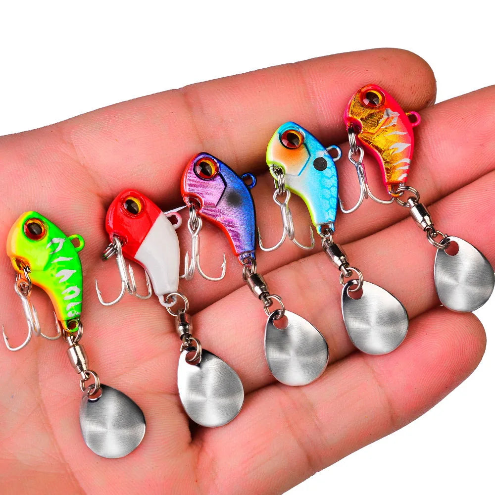 Señuelos de Pesca bamboleo giratorio Metal Vib vibración cebo Pesca de invierno 6g 15g 28g cebos duros artificiales Spinner cuchara señuelo Pesca