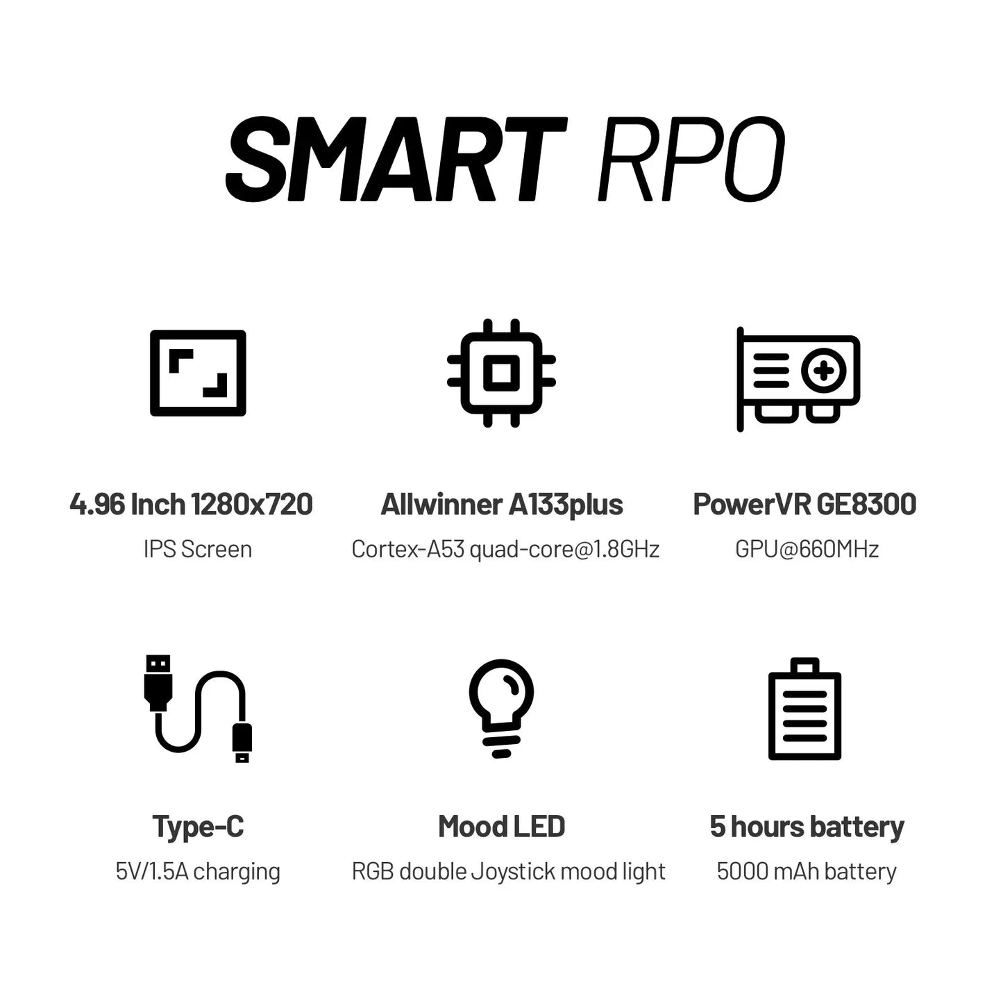 Consola de juegos portátil Ampown Smart Pro, pantalla IPS de 4,96 pulgadas, sistema Linux, Joystick, iluminación RGB, consola de videojuegos Retro Trimui, regalo