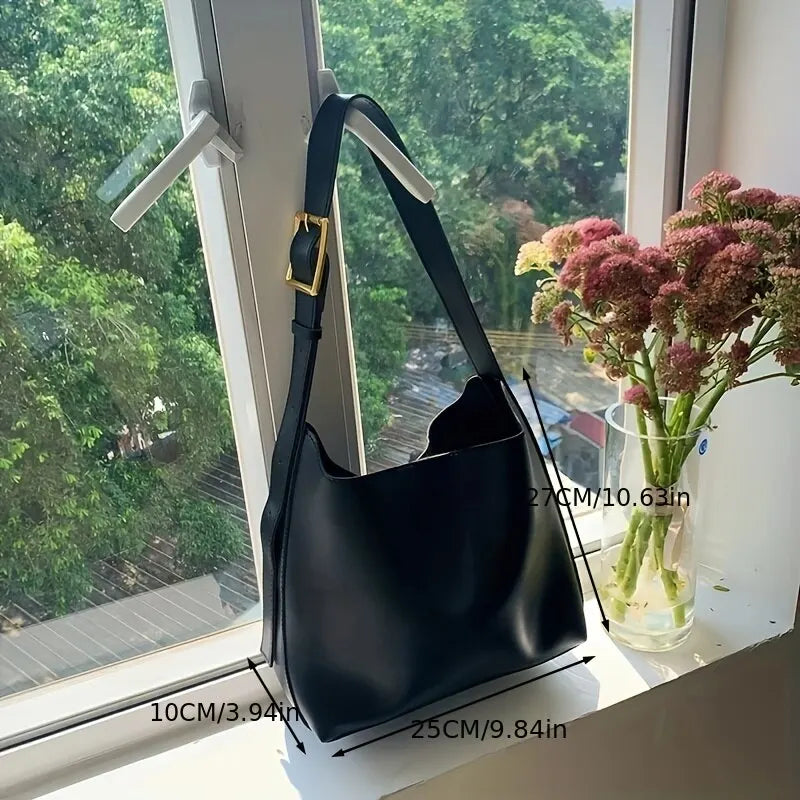 Bolso de hombro para mujer que combina con todo, bolso de moda sólido, bolso cruzado, bolso minimalista de cuero PU para mujer para el trabajo