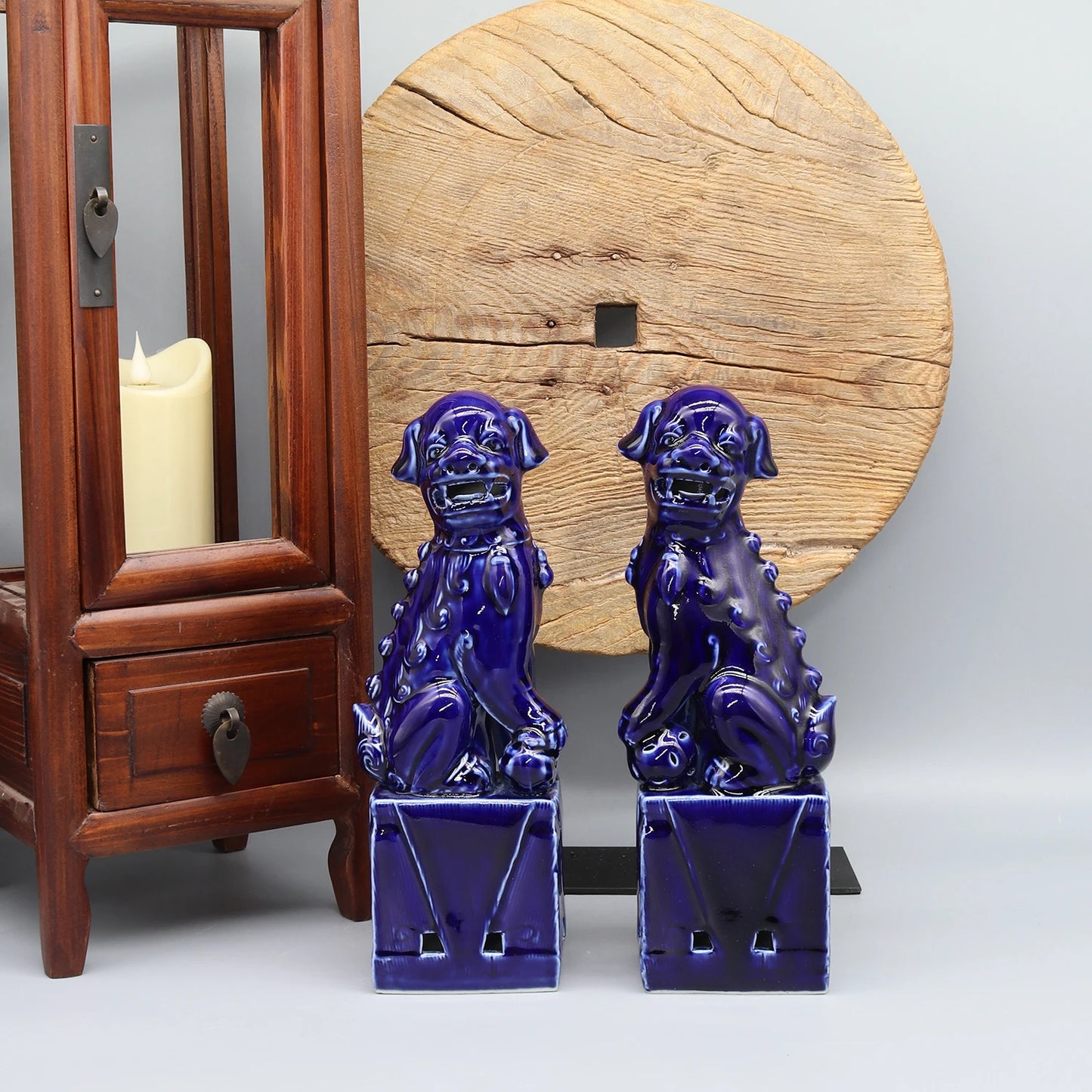 Pair of Foo Dogs, Fu Dogs, Buddha Dogs, Chinese Guardian Lions, Ceramic Sculpture, Home Decoration