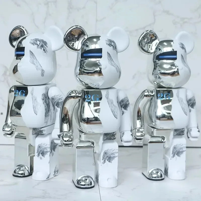 Figura de Bearbrick de 28cm, estatua de oso violento a la moda, decoración de escritorio, figurita de Bearbrick, decoración de lujo para sala de estar, 400%