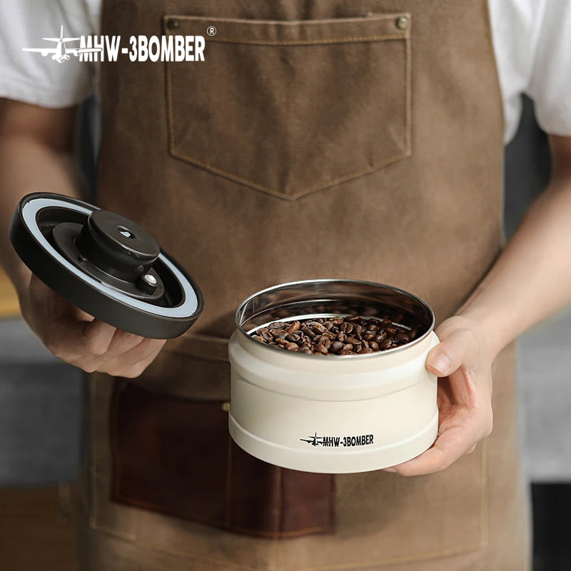 MHW-3BOMBER Manual Vacuum Airtight Canister Chic Coffee Bean Tea Storage Container Professional Home Kitchen Barista Accessories