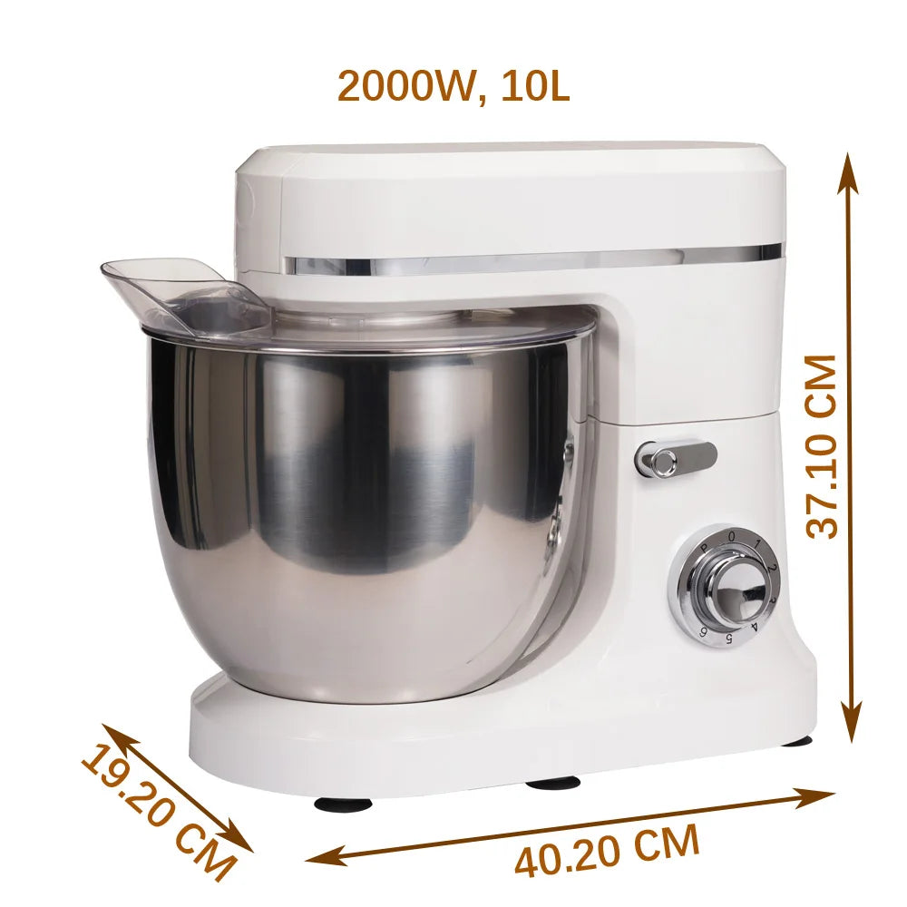 Stand Mixer, Powerful 2000W 10 liter Electric Kitchen Mixer with Dough Hook, Beater, Whisk for Most Home Cooks