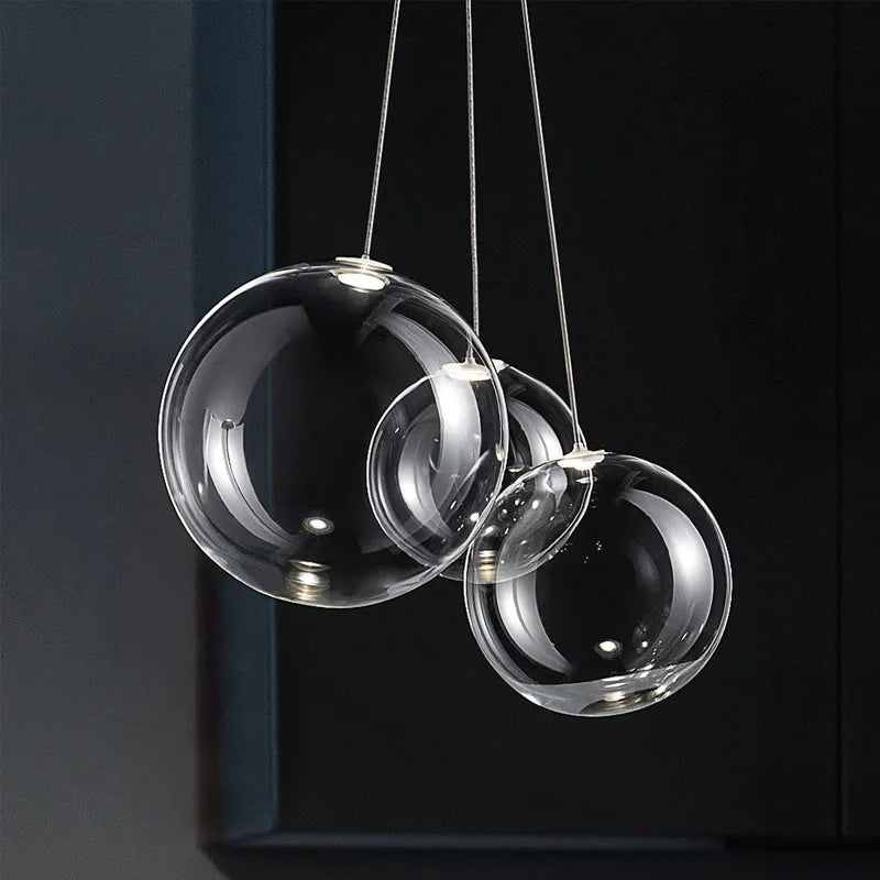 Lampe à suspension boule de verre Led moderne pour cuisine salle à manger chambre suspension Design Chrome décor à la maison lustres de restaurant