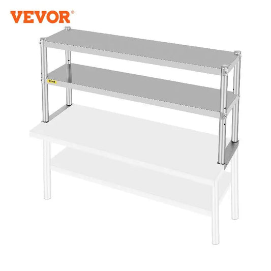 VEVOR Mesa de Trabajo de Cocina de Acero Inoxidable Profesional 7 Tipos Estante Doble Estante Inferior Ajustable Uso para el hogar Comercial