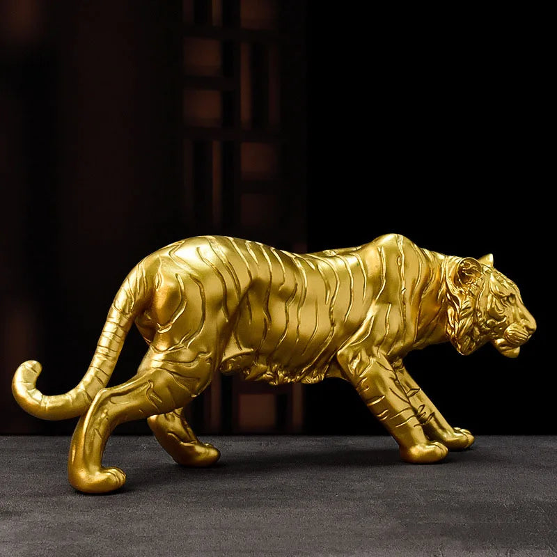 NORTHEUINS Resin Golden Tiger Figurines for Interior Home Office Desktop Decor Accessories Miniature Ornaments Collection Model