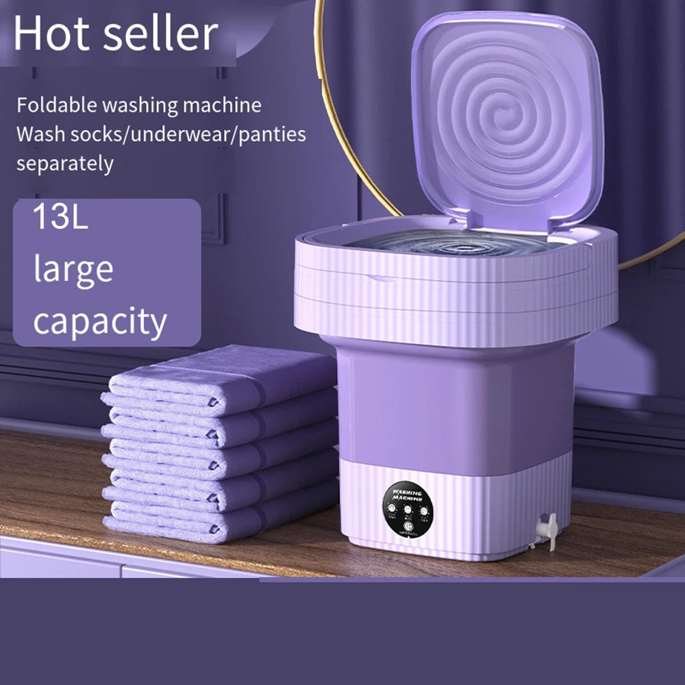 Machines à laver pliantes de grande capacité 13L, portables pour vêtements avec sèche-linge, voyage, maison, chaussettes, sous-vêtements, Mini lave-linge, prise UK AU 110V