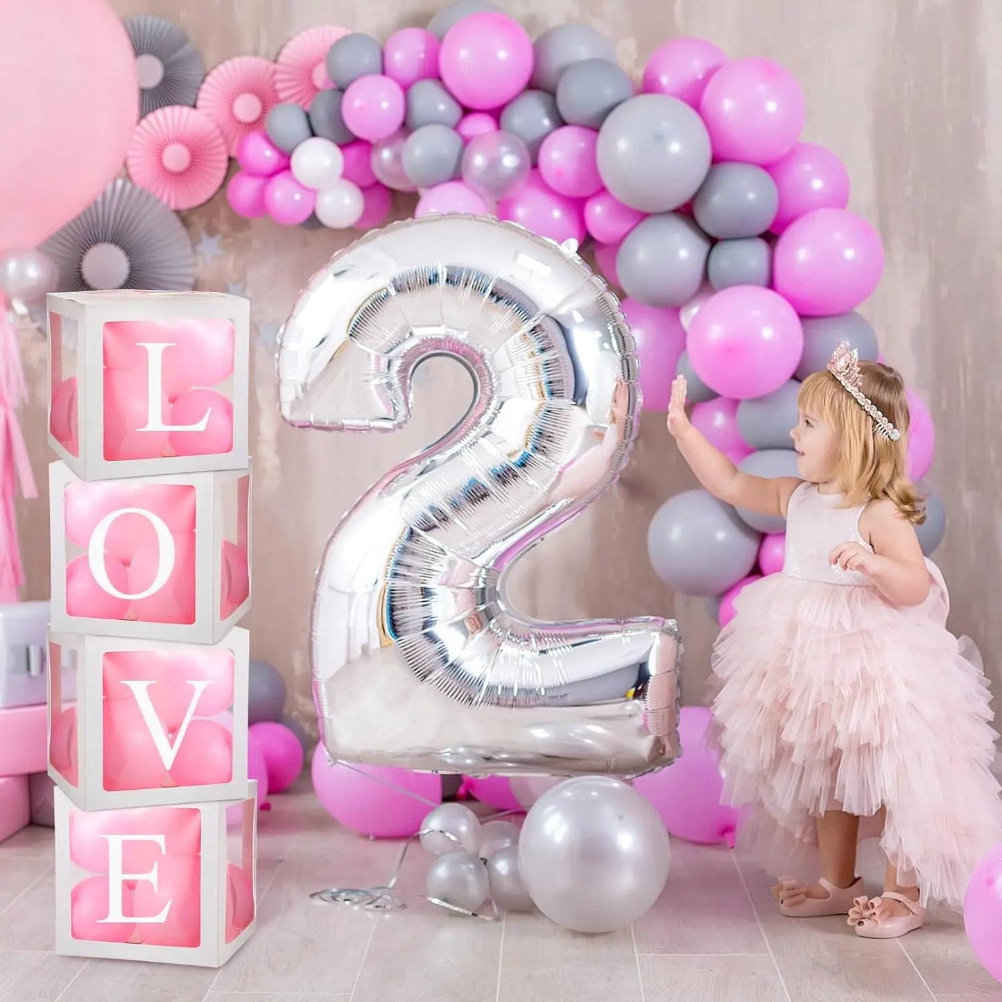 Boîte à ballons transparente avec lettres, décorations pour réception-cadeau pour bébé, décor de joyeux anniversaire, mariage, EID, fournitures de fête de 1er anniversaire, boîte à ballons