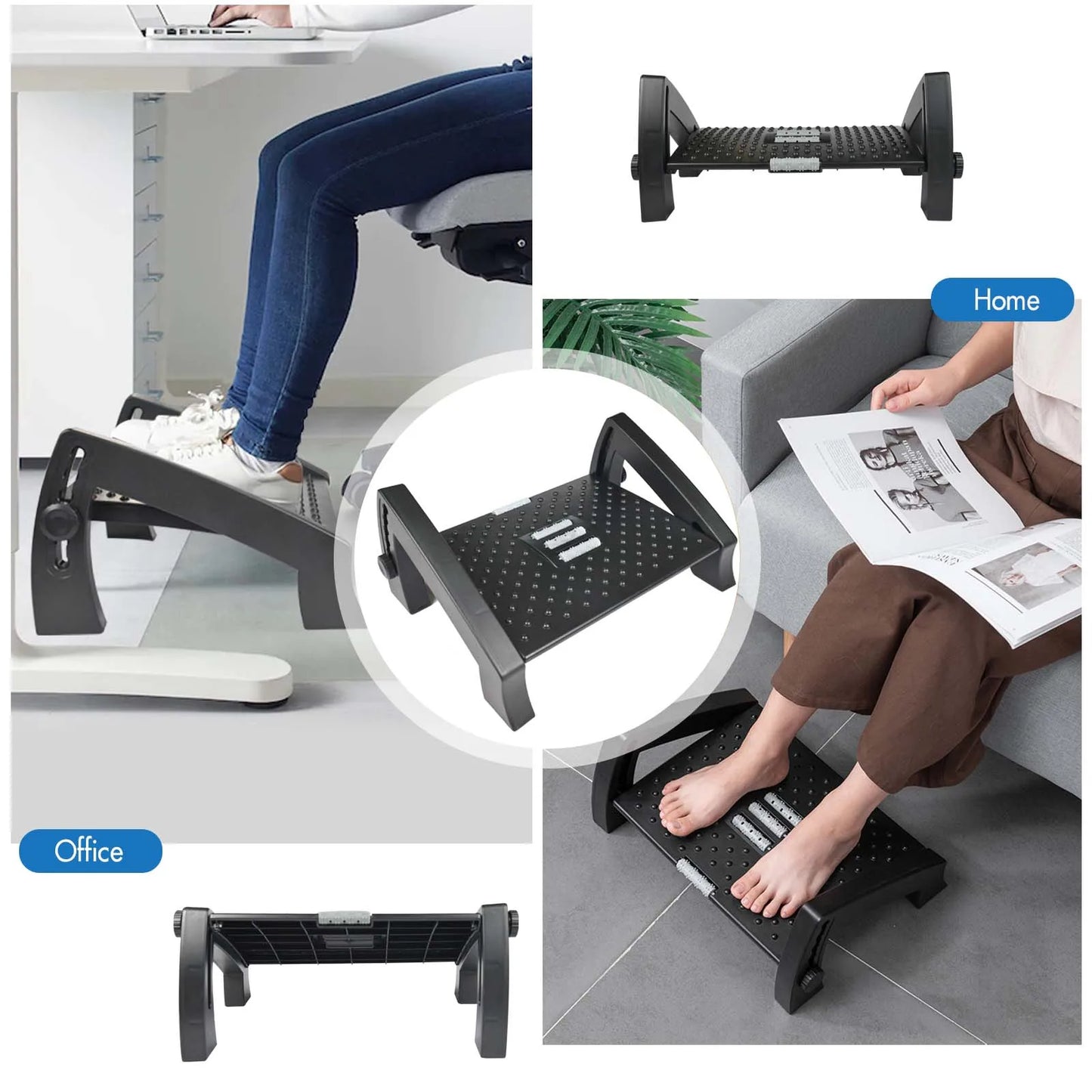 Repose-pieds sous le bureau avec Surface de Massage tabouret ergonomique réglable en hauteur à 6 positions avec pieds fermes antidérapants pour la maison et le bureau