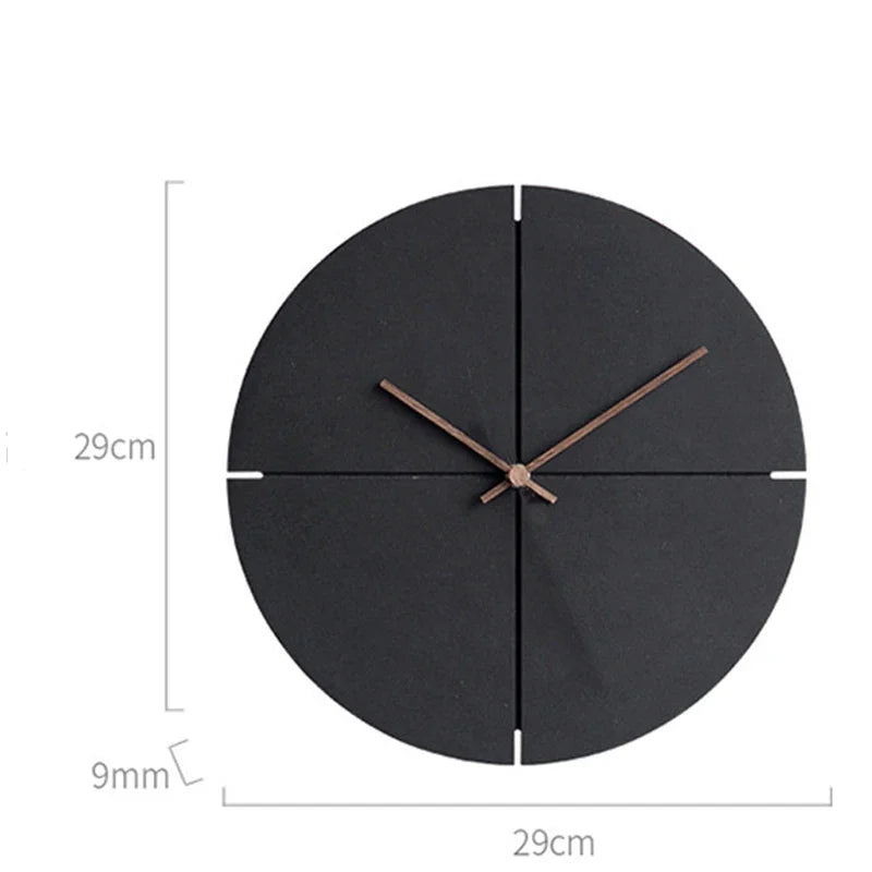 1Pcs Wooden Wall Clock Nordic Minimalist Living Room Kitchen Personality Household Black Mute Wall Clock Home Decoration