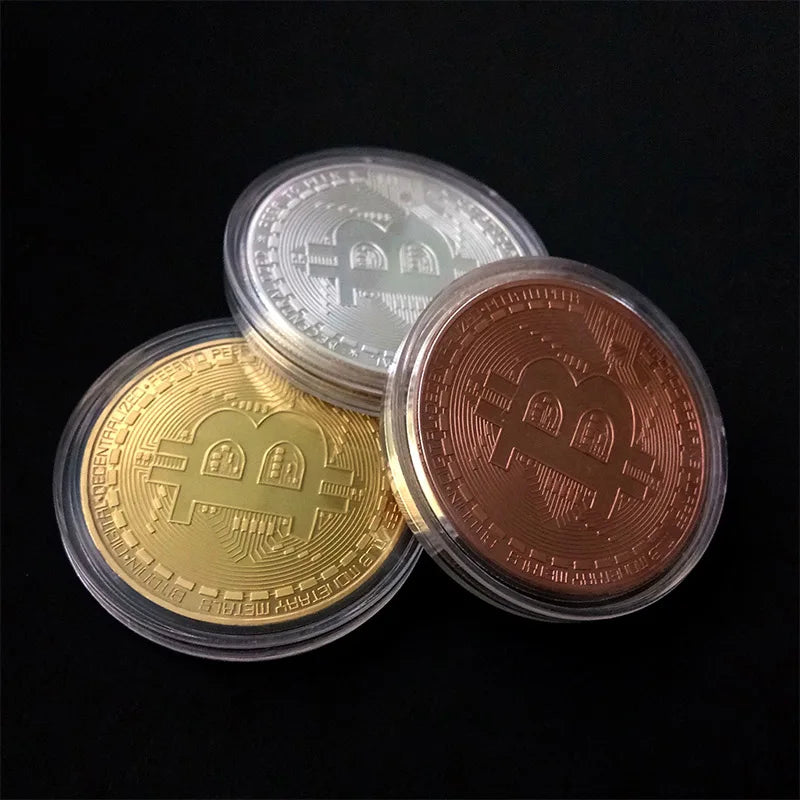 Moneda de Bitcoin chapada en oro, colección de arte coleccionable, regalo físico conmemorativo, Bit de Casascius BTC, imitación antigua de Metal