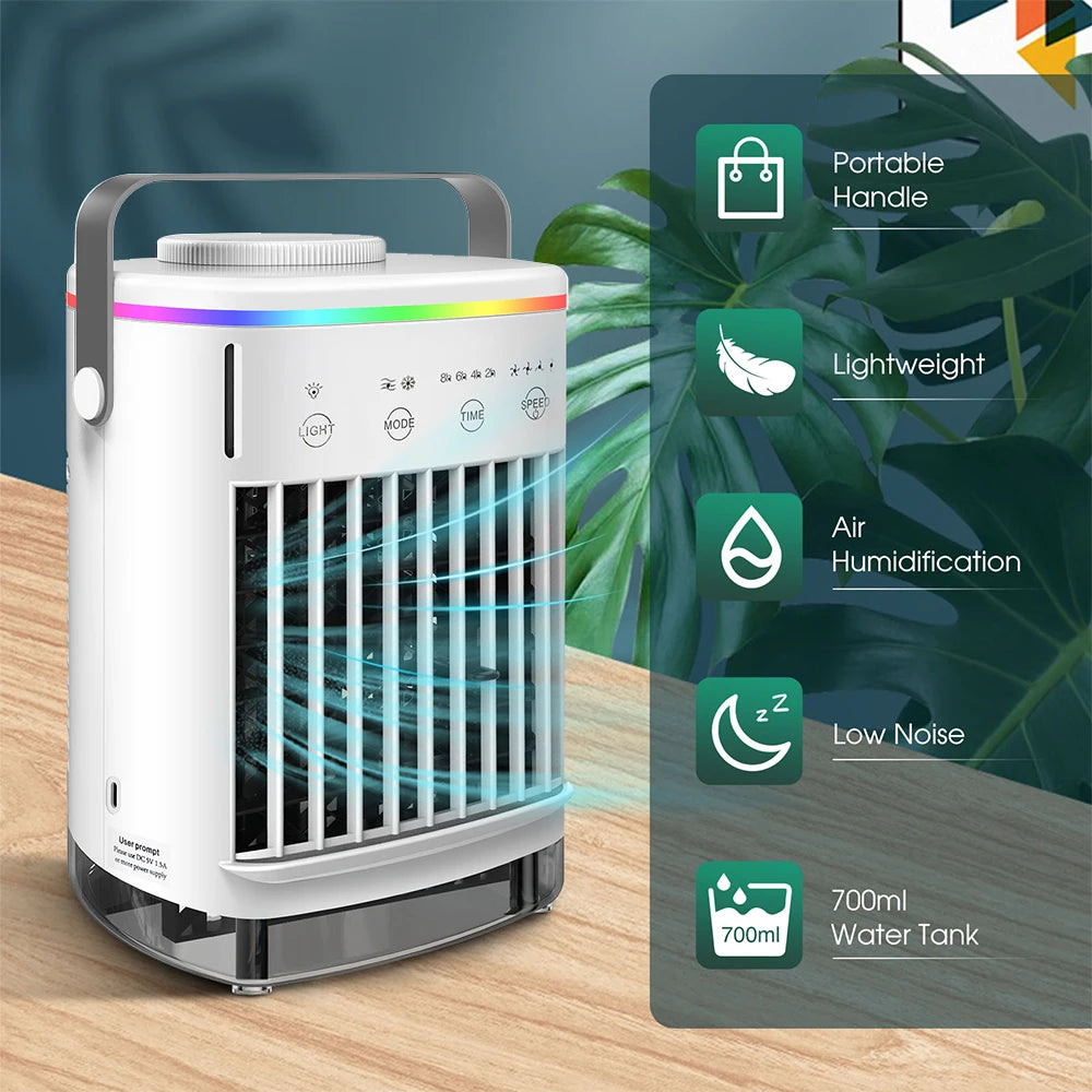 Mini ventilador de refrigeración de aire acondicionado multifunción Usb nuevo humidificador de aire acondicionado portátil para el hogar viento fuerte