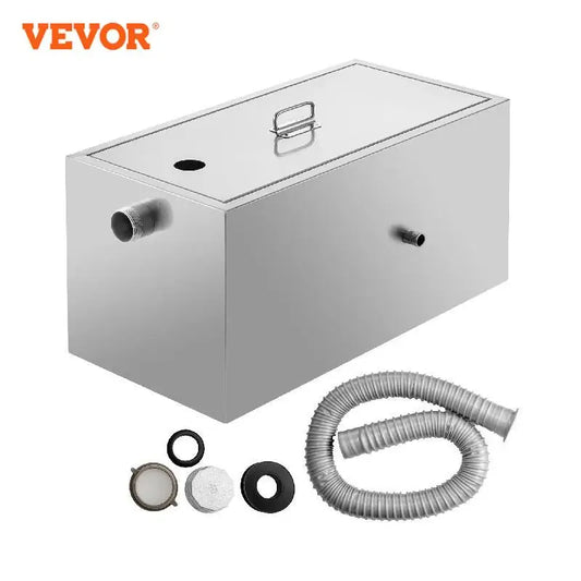 VEVOR 8/25LB Grease Interceptor Grease Trap Stainless Steel Fractional Filtration for Fast-food Chains Kitchen Commercial Home