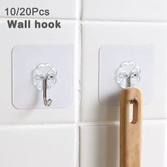 Transparent Strong Self Adhesive Hooks Coat Hook Bathroom Kitchen Wall Hanging Sticker Without Drilling Items With Free Shipping